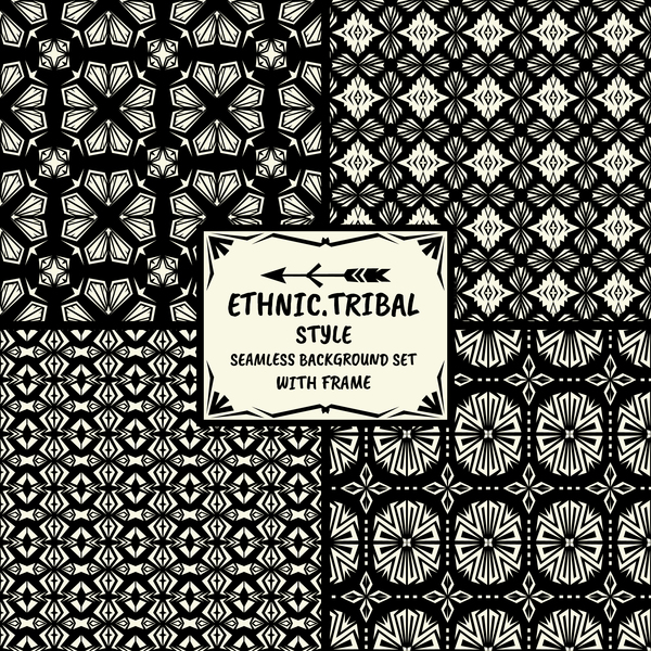 Ethno-tribal Style nahtlose Hintergrund mit Rahmen Vector 04  