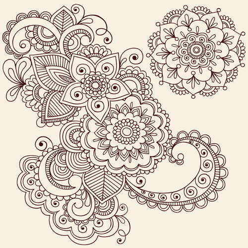 Vector graphic Flower ornaments Pattern 03  