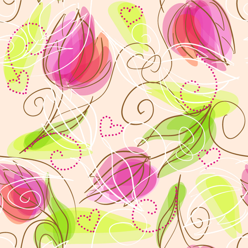 Set of different Flower Pattern elements vector 02  