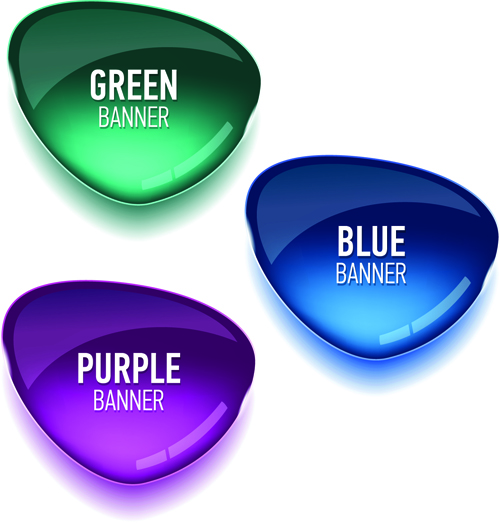 Glass textured color banners graphic vector 01  