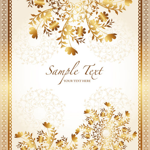 Golden floral elegant background vector 06  