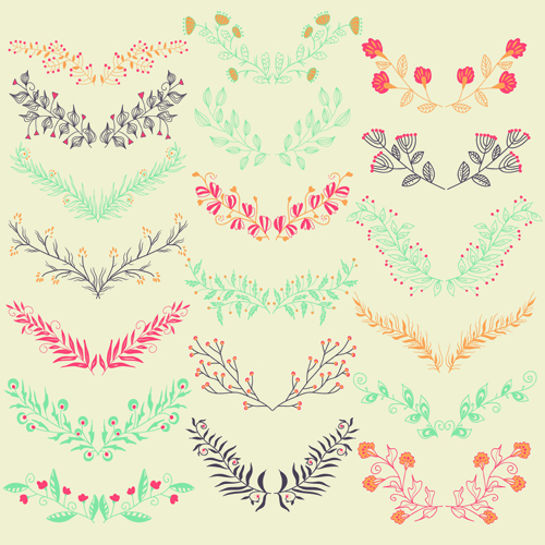 Hand drawn floral frame with border vector 04  