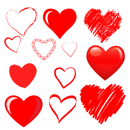 Hand drawn red heart 02 vector graphics  