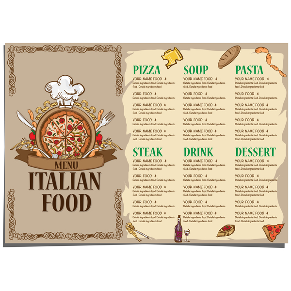 Italian food menu template vector design 06  
