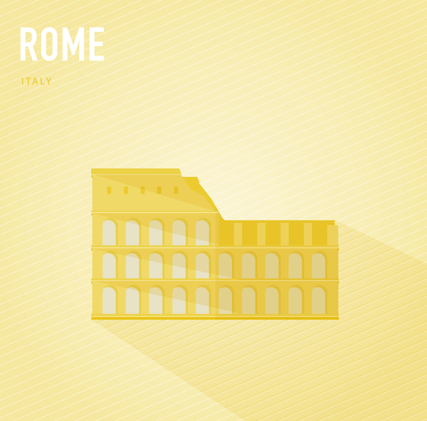 Italy Rome monuments vector  