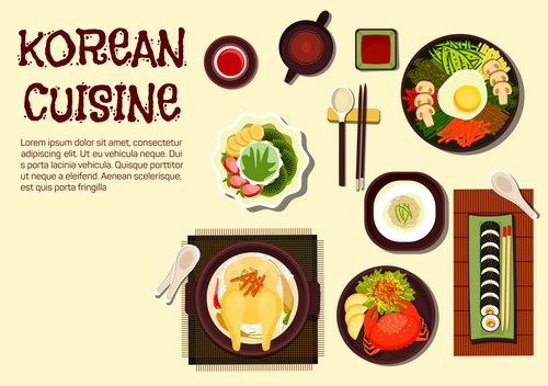 Koreanischer Nahrungsmitteldesignvektor 01  