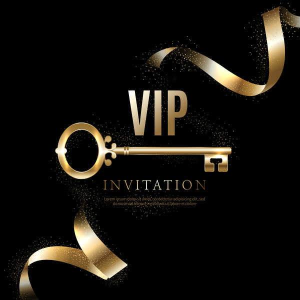 Luxury black with golden VIP invitation card vector 08  
