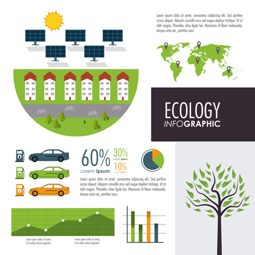 Modern ecology Infographic vectors material 01  