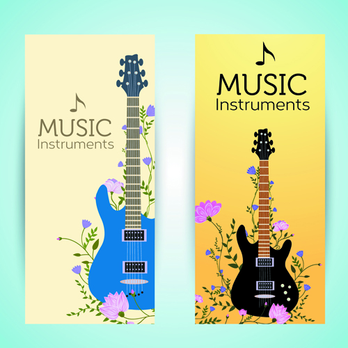 Music Instruments vector banner graphics 01  