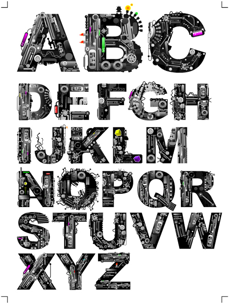 Music elements alphabet vector  