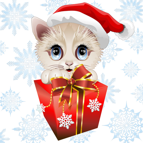 クリスマス面白い猫ベクター 01  