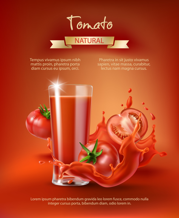 自然のトマトの飲み物のポスターのテンプレートベクトル  
