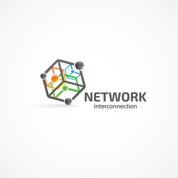 Network interconnection logo design vectors  