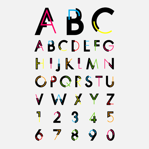 Number and alphabet creative design vectors 05  