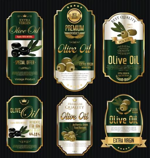 Оливковое масло ретро этикетки роскошный вектор 04  