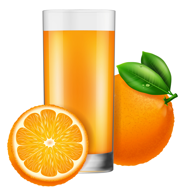 Orange juice with glass cup vectors 02  