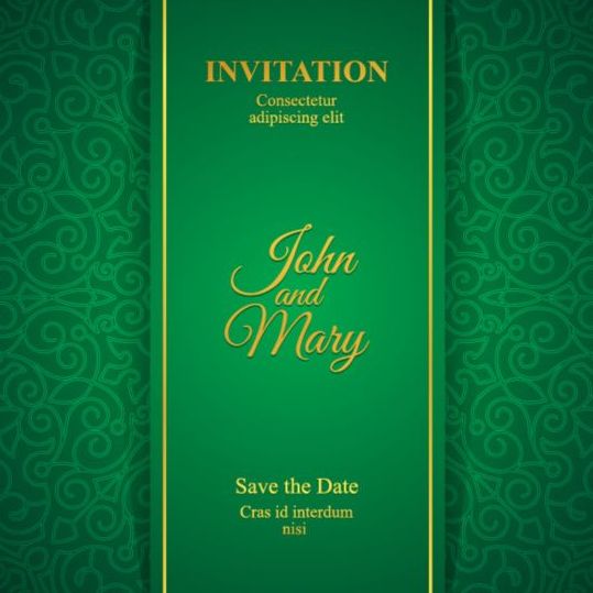 Orante green wedding invitation cards design vector 09  