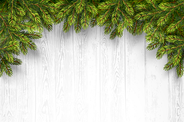 Pine with wooden christmas background vector 05  