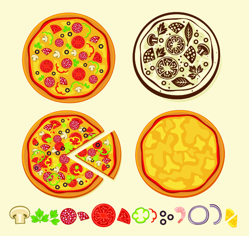 Creative Pizza design elements vector set 01  