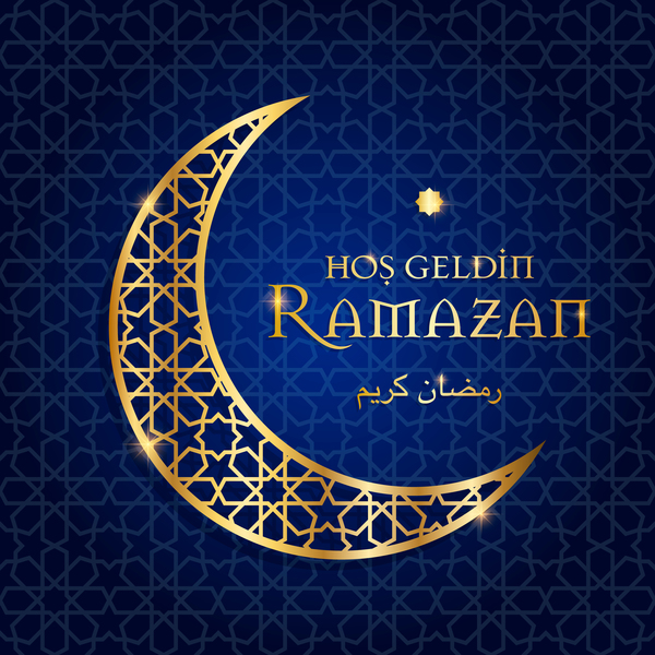 Ramazan-Hintergrund mit goldenem Mondvektor 09  