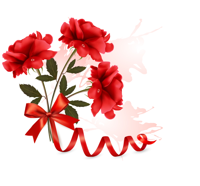 Red flower with ribbon design vector  