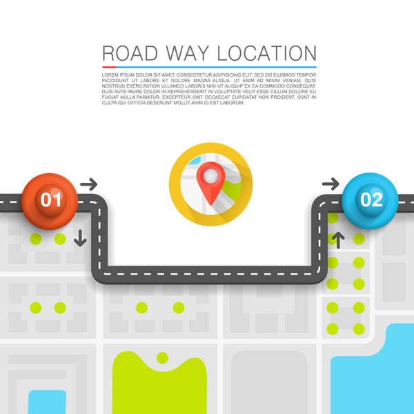 Road way location coordinate infographic vector 08  