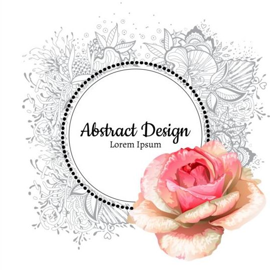 Roses with floral frame vector 02  