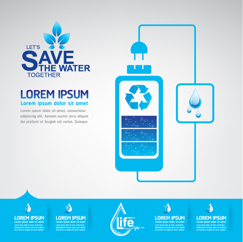 Save water infographics template vector 01  