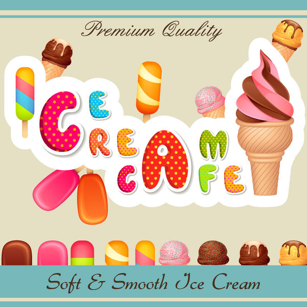 Soft and smooth ice cream vintage background vector  
