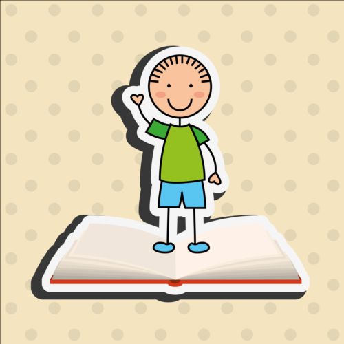 Student with book vector sticker 03  