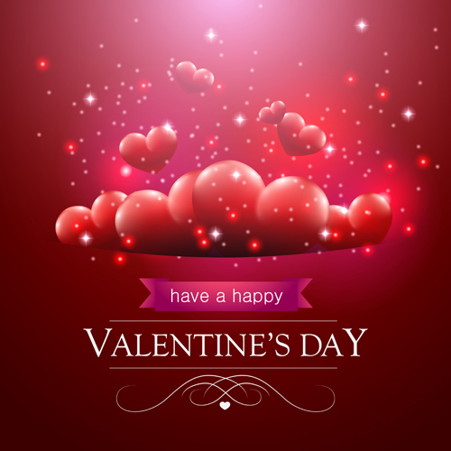Valentines day red heart with balloons background vector  