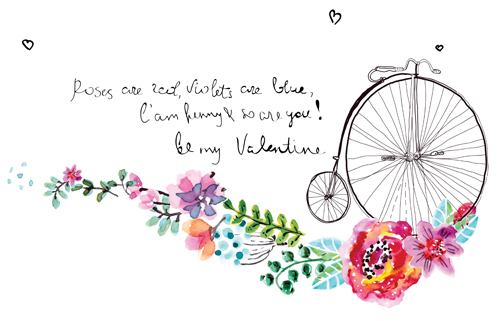 Watercolor flower wedding invitation vector graphics 02  