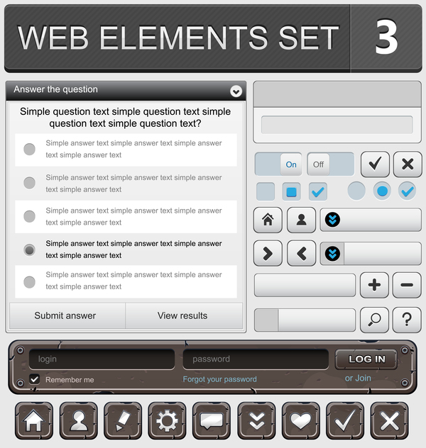 Веб-элементы с материалом кнопки вектор набор 02  