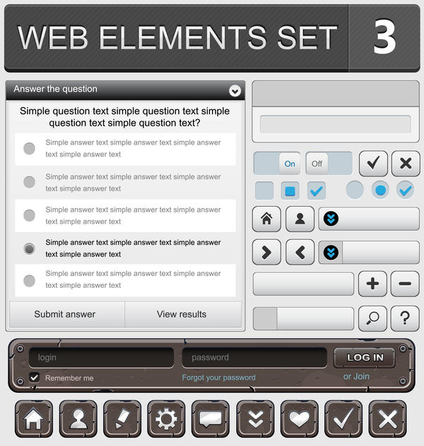 Web elements with button vector material set 02  