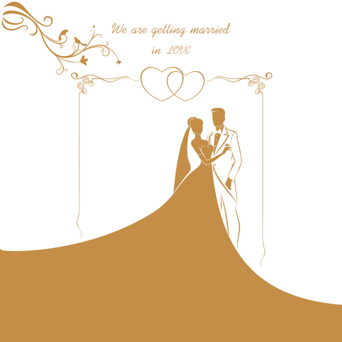 Wedding gold invitation card vector 01  
