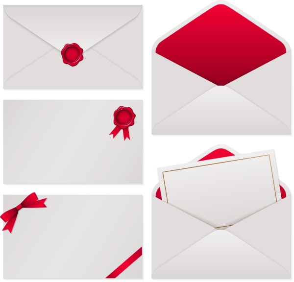White with red envelope vector material  