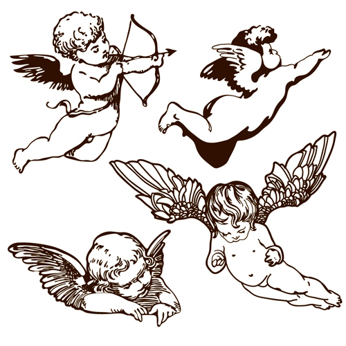 Vintage angels Statue vector 05  