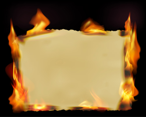 Set of Burning old paper design vector 04  