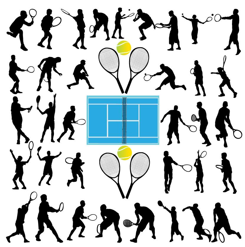 Tennis Ball Silhouette vektor set 04  