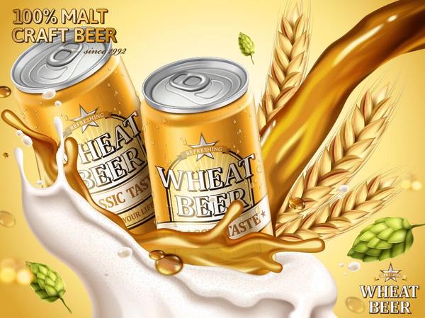 illustration vectorielle de blé bière bière affiche vecteur 02  
