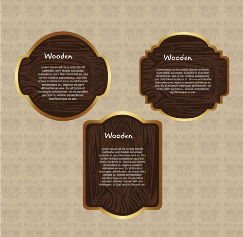 Vector set of Wooden labels elements 02  