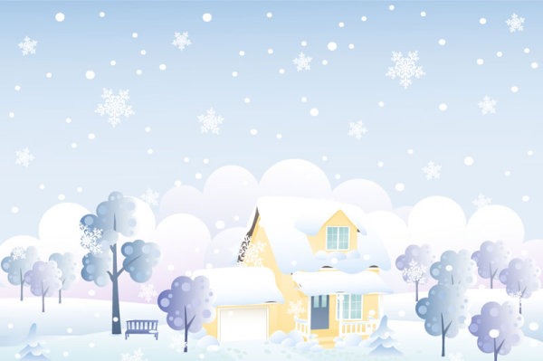 Cartoon house and snow design vector set 02  