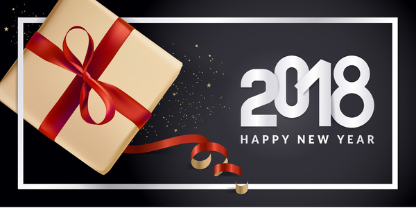 2018 new year black background with gift boxs vector 04  