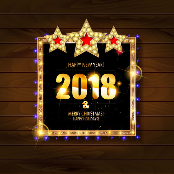 Neues Jahr 2018 Neonhintergrundvektoren Material 04  