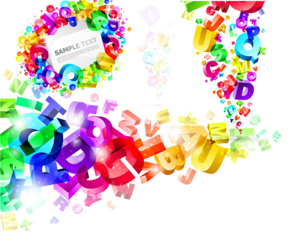 3D Colorful letters background Vector  