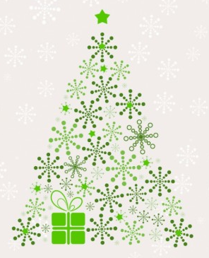 Snowflake christmas tree vectors material  