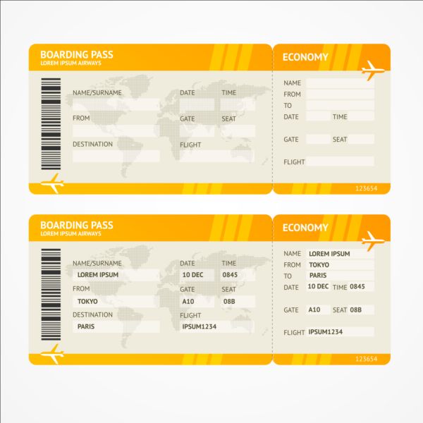 Airline tickets template design vector 03  