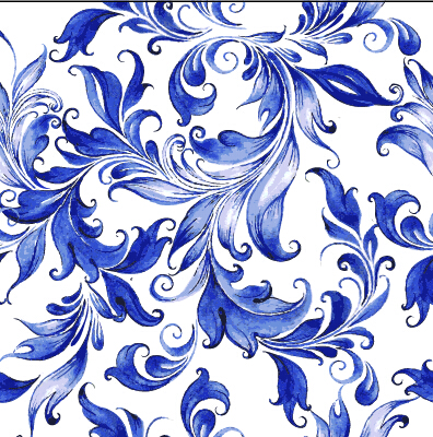Beautiful blue floral vector seamless pattern 01  