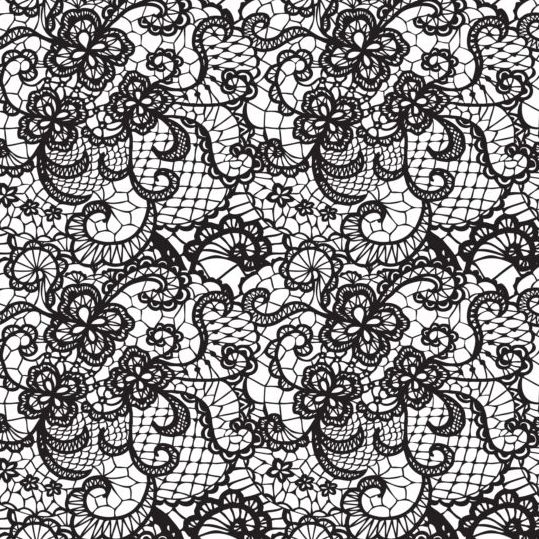 Beautiful lace black pattern vector 10  