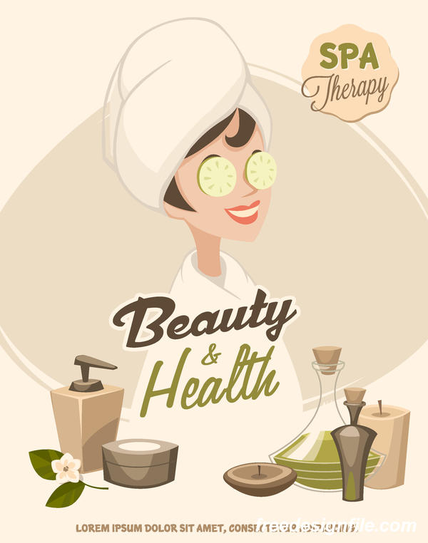 Beauty with health spa poster vectors template 01  